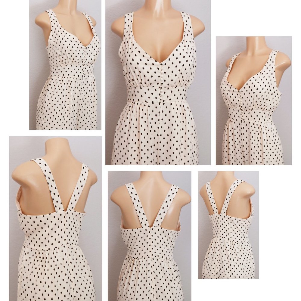 NEW Ivory Polka Dot Buttons Pocket Crop Jumpsuit - Picture 4 of 10